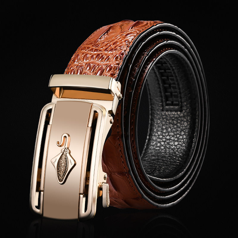 Men's Genuine Leather Belt Crocodile Pattern Belt Men's Belt Wholesale Automatic Buckle Belt Micro Factory Spot