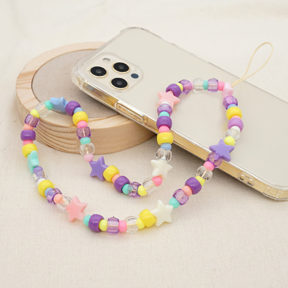 Factory direct supply handmade beaded mobile phone lanyard bluetooth speaker lanyard flashlight fan selfie stick U disk sling