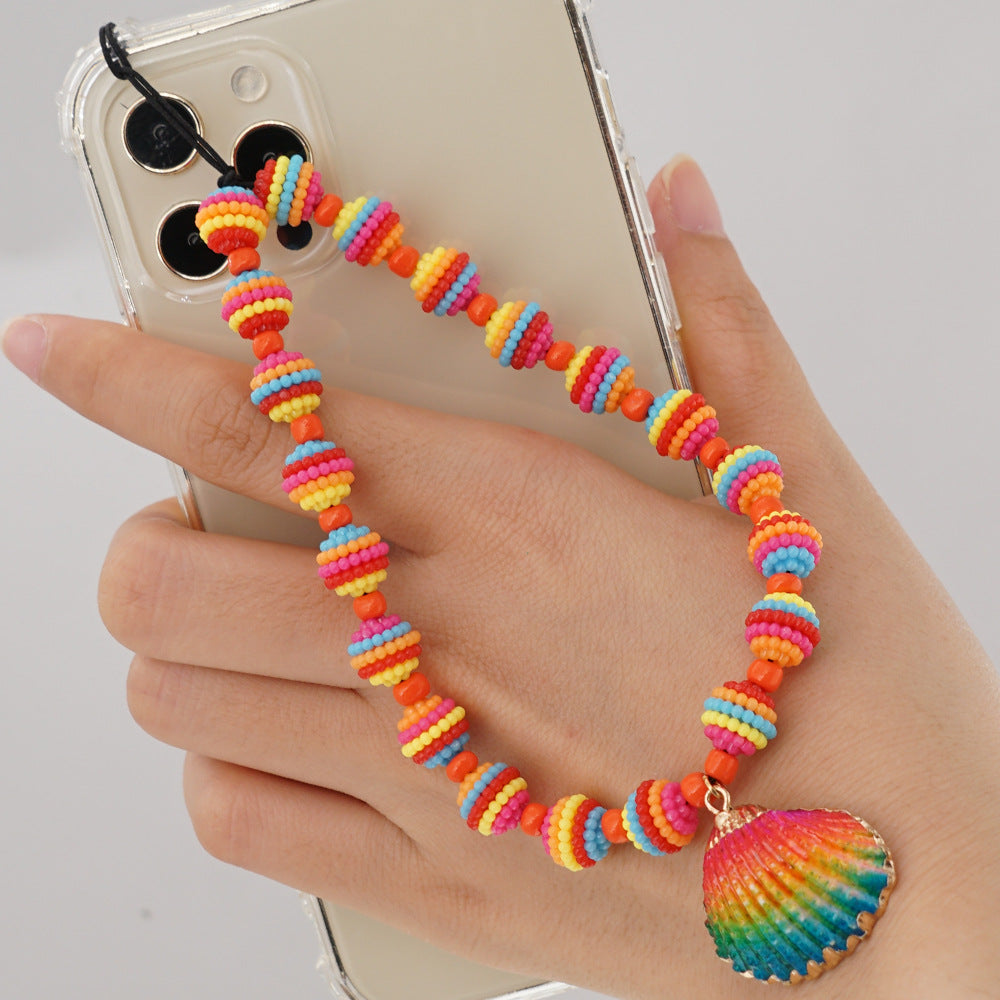Factory direct supply handmade beaded mobile phone lanyard bluetooth speaker lanyard flashlight fan selfie stick U disk sling