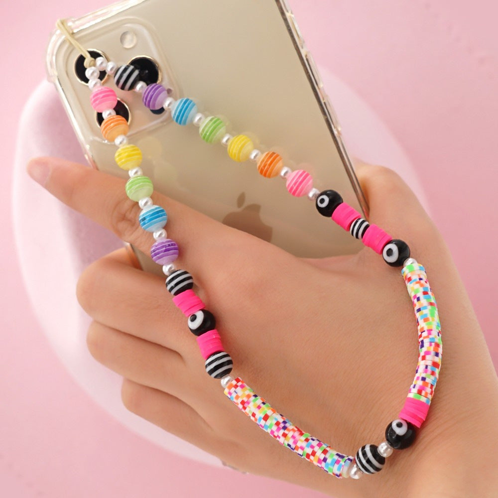 Factory direct supply handmade beaded mobile phone lanyard bluetooth speaker lanyard flashlight fan selfie stick U disk sling