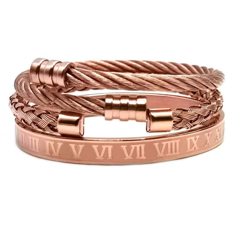 Men's three-in-one punk six-color stainless steel bracelet cross-border for manufacturers first-hand titanium steel European and American fashion jewelry