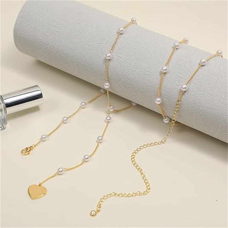 Women's Waist Chain Adjustable Sexy Temperament Versatile Bikini Summer Beach Style Imitation Pearl Love Waist Accessories