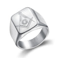 European and American Retro Ins Style Men's Titanium Steel Jewelry Cast Masonic Ring Stainless Steel Ring Ring