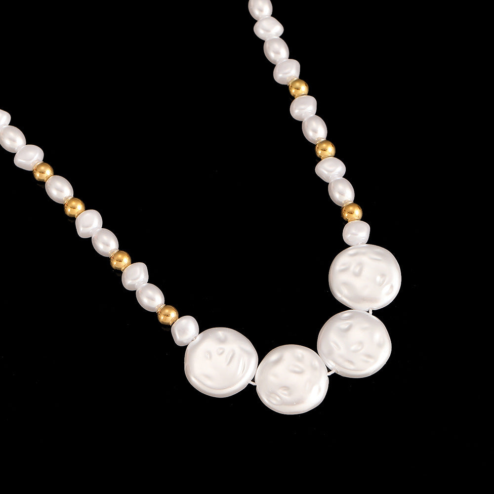 Cross-Border Stainless Steel Necklace Shell Titanium Steel Pendant New Pearl Jewelry Seaside Accessories European and American Non-Fading Jewelry