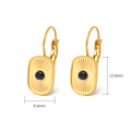 Justop French Inlaid Natural Stone Earrings Black Agate Stone Earrings Stainless Steel Electroplated Earrings Simple Earrings