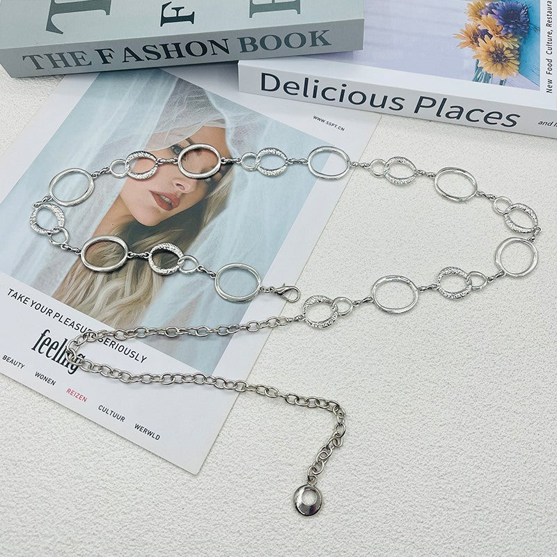 Metal Belt Women's Ins Style Decoration with JK Skirt Suit Sweater Chain Waist Chain Trendy Waist Accessories Thin Belt
