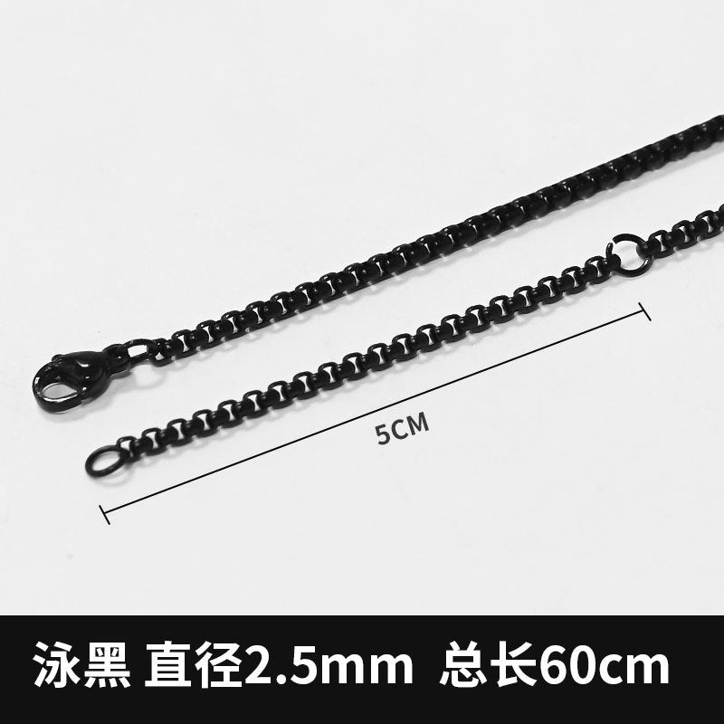 2.5mm Stainless Steel Square Pearl Chain Necklace Titanium Steel Jewelry Accessories Korean Style Trendy Sweater Chain