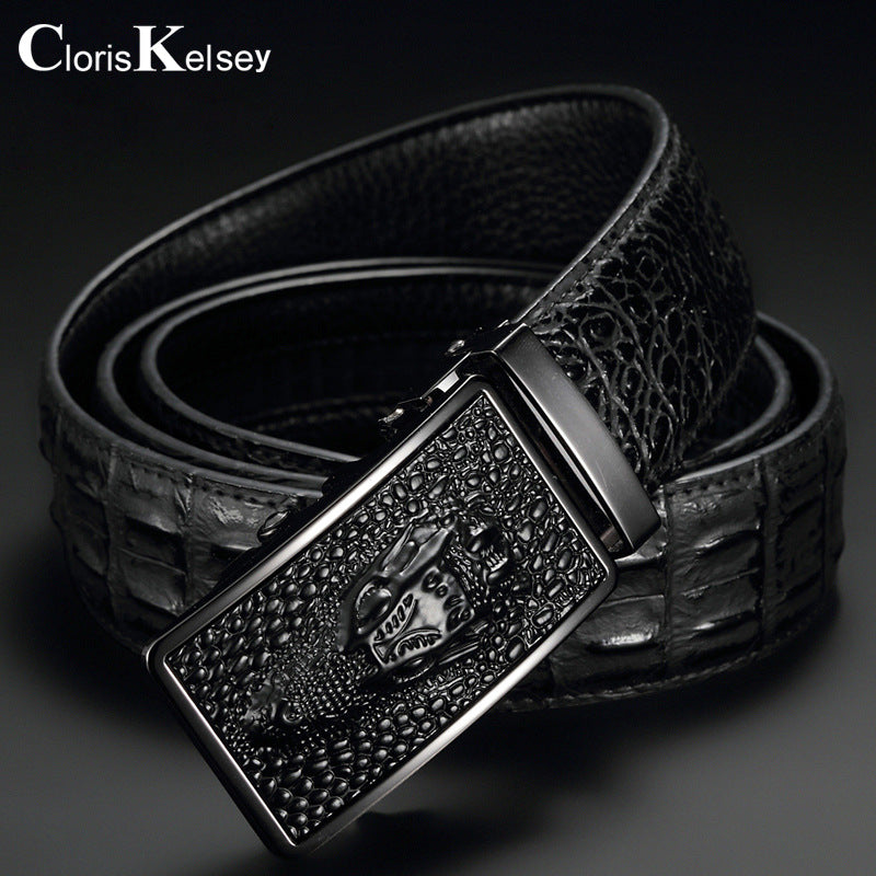 Men's Genuine Leather Belt Crocodile Pattern Belt Men's Belt Wholesale Automatic Buckle Belt Micro Factory Spot