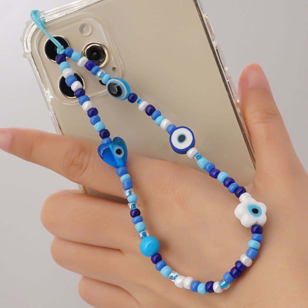 Factory direct supply handmade beaded mobile phone lanyard bluetooth speaker lanyard flashlight fan selfie stick U disk sling