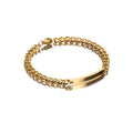 Amazon New Hot Sale 2 Pieces/Set Engravable Titanium Steel Couple's Day 18K High Quality Gold Plated Bracelet