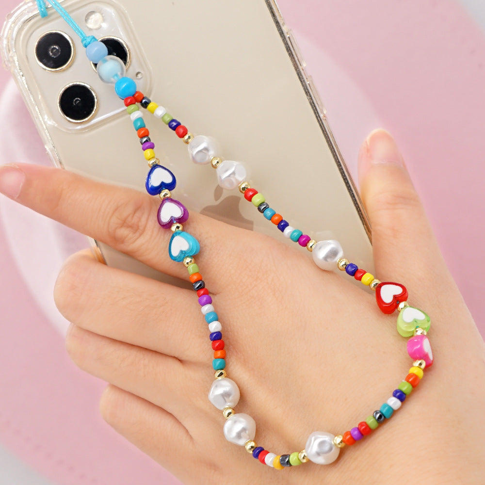 Factory direct supply handmade beaded mobile phone lanyard bluetooth speaker lanyard flashlight fan selfie stick U disk sling