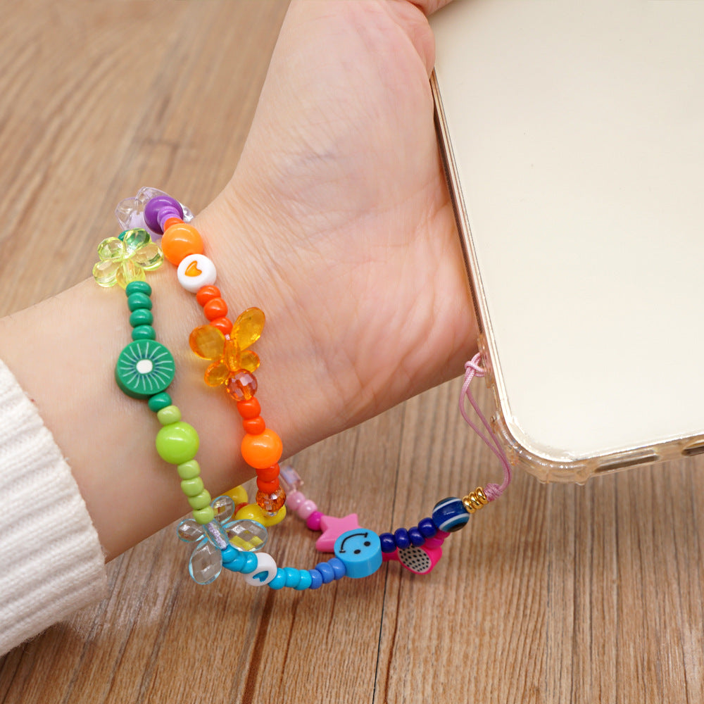 Factory direct supply handmade beaded mobile phone lanyard bluetooth speaker lanyard flashlight fan selfie stick U disk sling