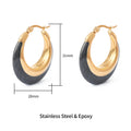 Justop French Ins Personalized Pearl Black Oil Drop Earrings Stainless Steel Vacuum Electroplated Earrings Hong Kong Style Earrings