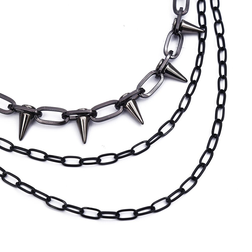 European and American cross-border jewelry hip-hop punk metal rivet stage performance multi-layer waist chain dress jeans accessories