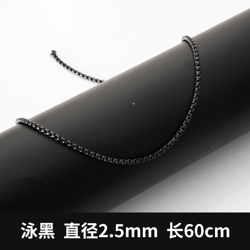 2.5mm Stainless Steel Square Pearl Chain Necklace Titanium Steel Jewelry Accessories Korean Style Trendy Sweater Chain