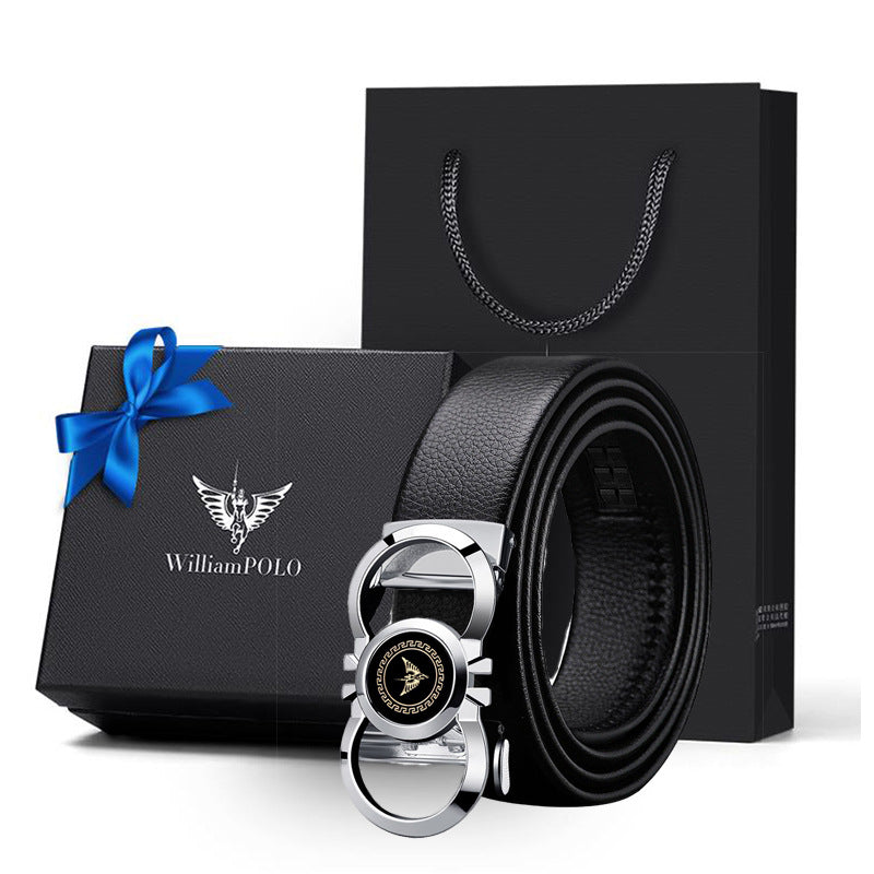 Emperor Paul Belt Men's Genuine Leather Automatic Buckle Alloy Men's Belt Versatile Belt High-End Genuine Wholesale