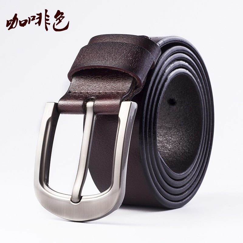 Cross-border supply men's belt pin buckle leather men's belt cowhide young and middle-aged vintage belt factory outlet