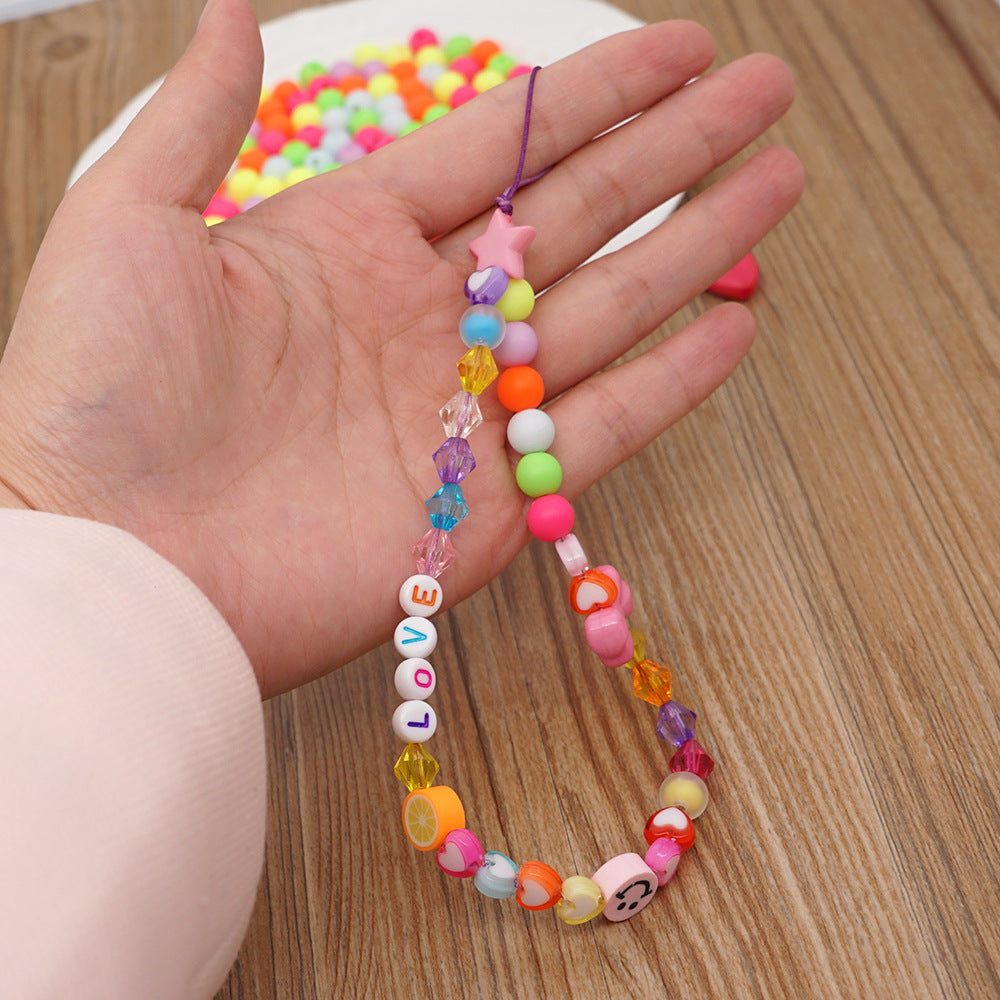 Factory direct supply handmade beaded mobile phone lanyard bluetooth speaker lanyard flashlight fan selfie stick U disk sling