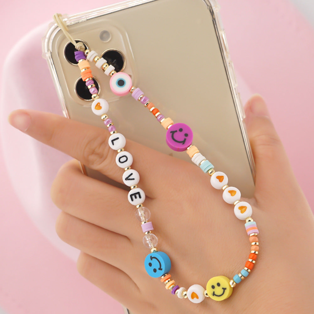 Factory direct supply handmade beaded mobile phone lanyard bluetooth speaker lanyard flashlight fan selfie stick U disk sling