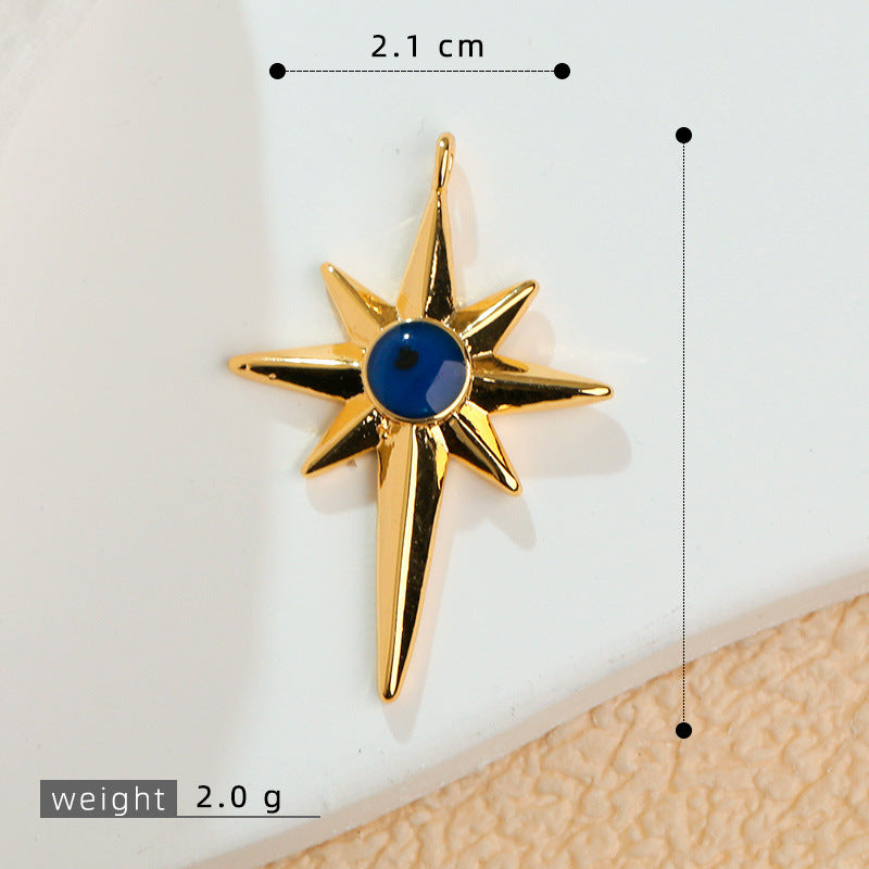 European and American Cross-Border Popular 2025 New Eight-Pointed Star DIY Accessories Pendant Micro-Embedded Earrings Jewelry Pendant Pendant