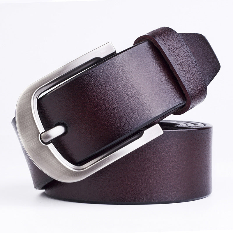 Cross-border supply men's belt pin buckle leather men's belt cowhide young and middle-aged vintage belt factory outlet
