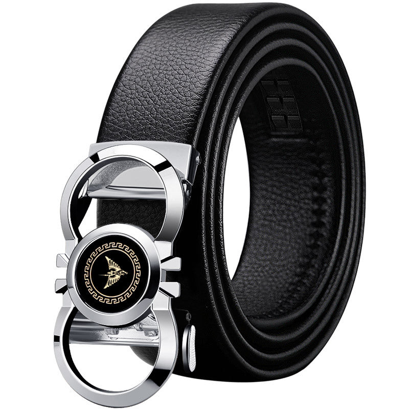 Emperor Paul Belt Men's Genuine Leather Automatic Buckle Alloy Men's Belt Versatile Belt High-End Genuine Wholesale