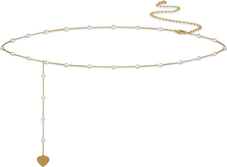 Women's Waist Chain Adjustable Sexy Temperament Versatile Bikini Summer Beach Style Imitation Pearl Love Waist Accessories