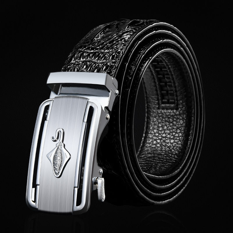Men's Genuine Leather Belt Crocodile Pattern Belt Men's Belt Wholesale Automatic Buckle Belt Micro Factory Spot