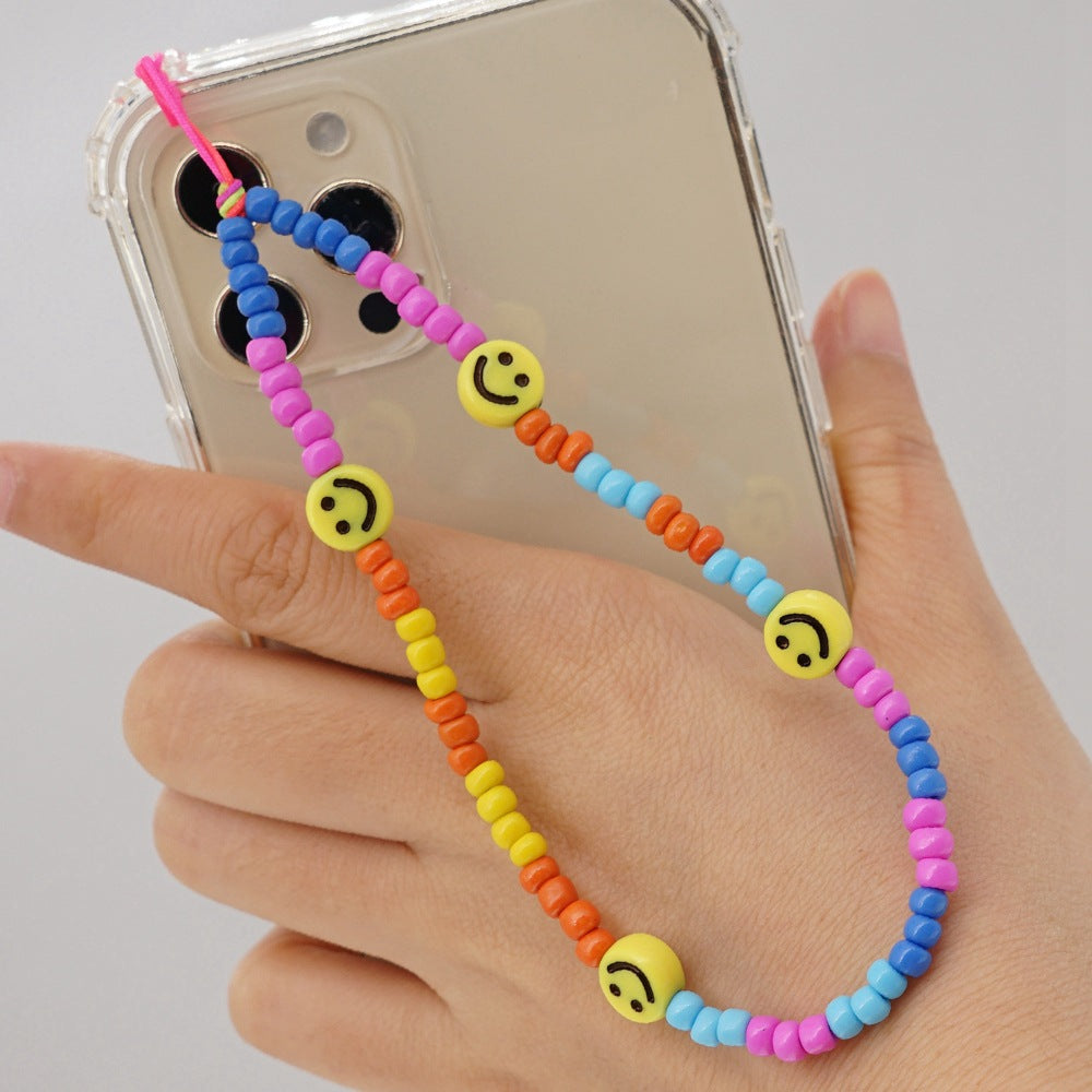 Factory direct supply handmade beaded mobile phone lanyard bluetooth speaker lanyard flashlight fan selfie stick U disk sling