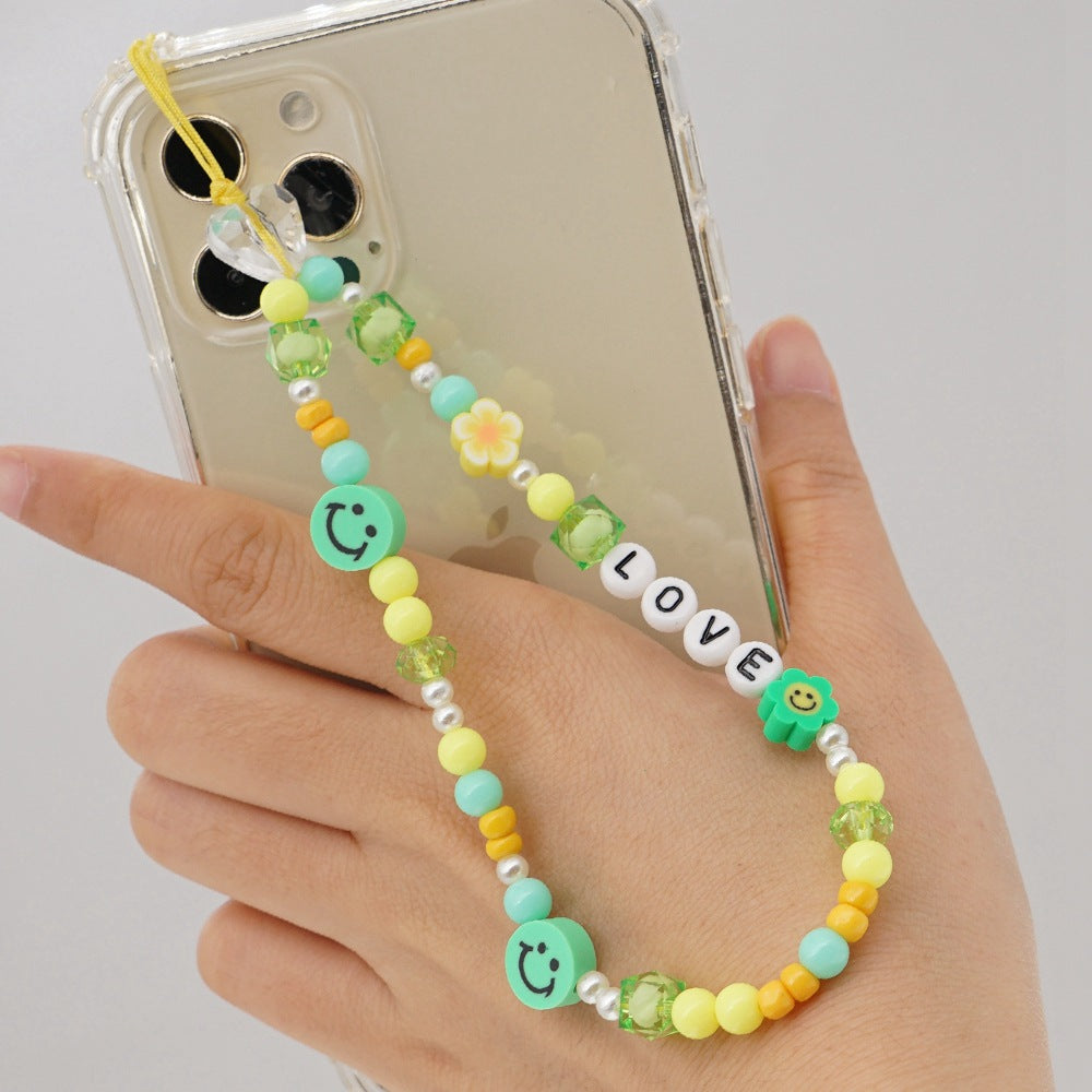 Factory direct supply handmade beaded mobile phone lanyard bluetooth speaker lanyard flashlight fan selfie stick U disk sling
