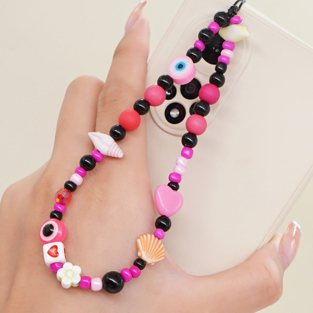 Factory direct supply handmade beaded mobile phone lanyard bluetooth speaker lanyard flashlight fan selfie stick U disk sling