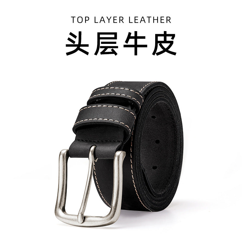 Genuine Leather Distressed Hardware Crescent Belt for Women, Trendy Retro Punk Original Design Brand Cowhide Belt