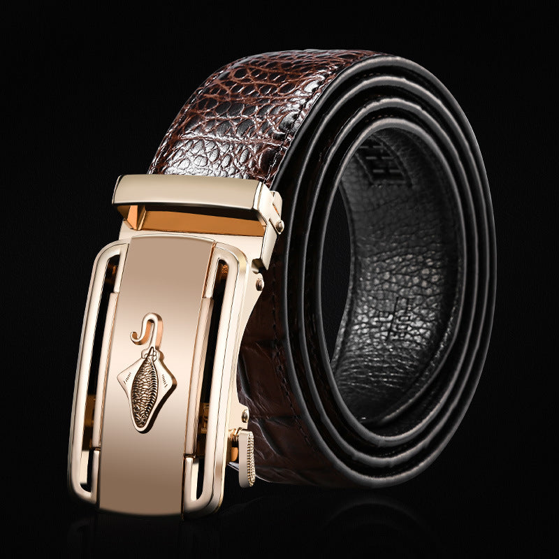 Men's Genuine Leather Belt Crocodile Pattern Belt Men's Belt Wholesale Automatic Buckle Belt Micro Factory Spot