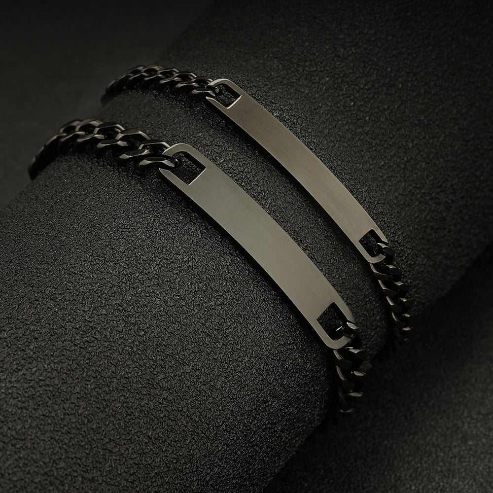 Cross-Border Amazon Hot Selling European and American Fashion Couple DIY Stainless Steel Glossy Curved Bracelet Laser Name