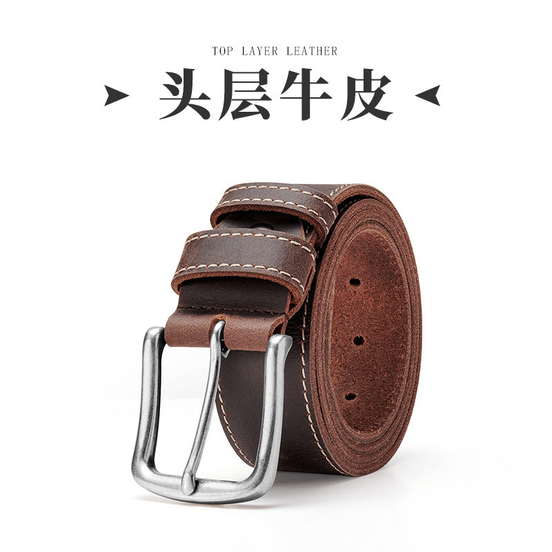 Genuine Leather Distressed Hardware Crescent Belt for Women, Trendy Retro Punk Original Design Brand Cowhide Belt