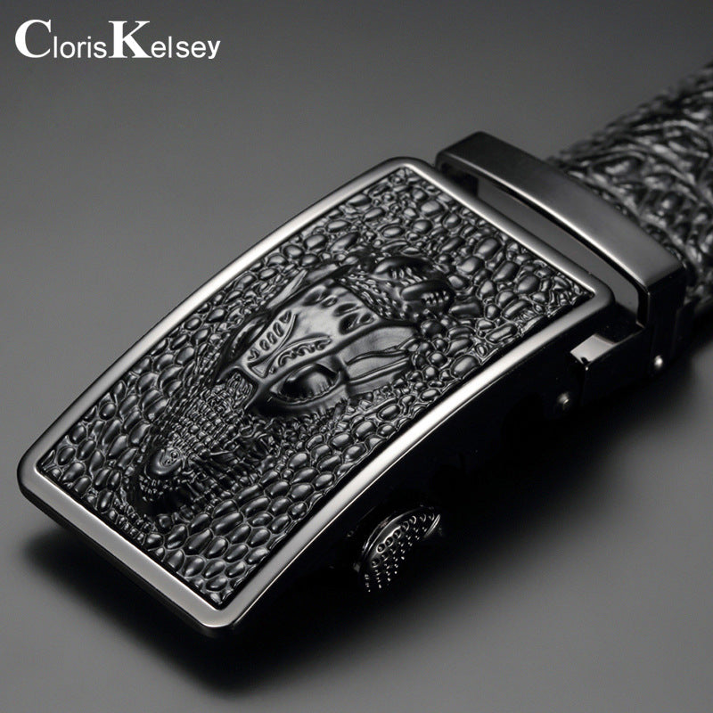 Men's Genuine Leather Belt Crocodile Pattern Belt Men's Belt Wholesale Automatic Buckle Belt Micro Factory Spot