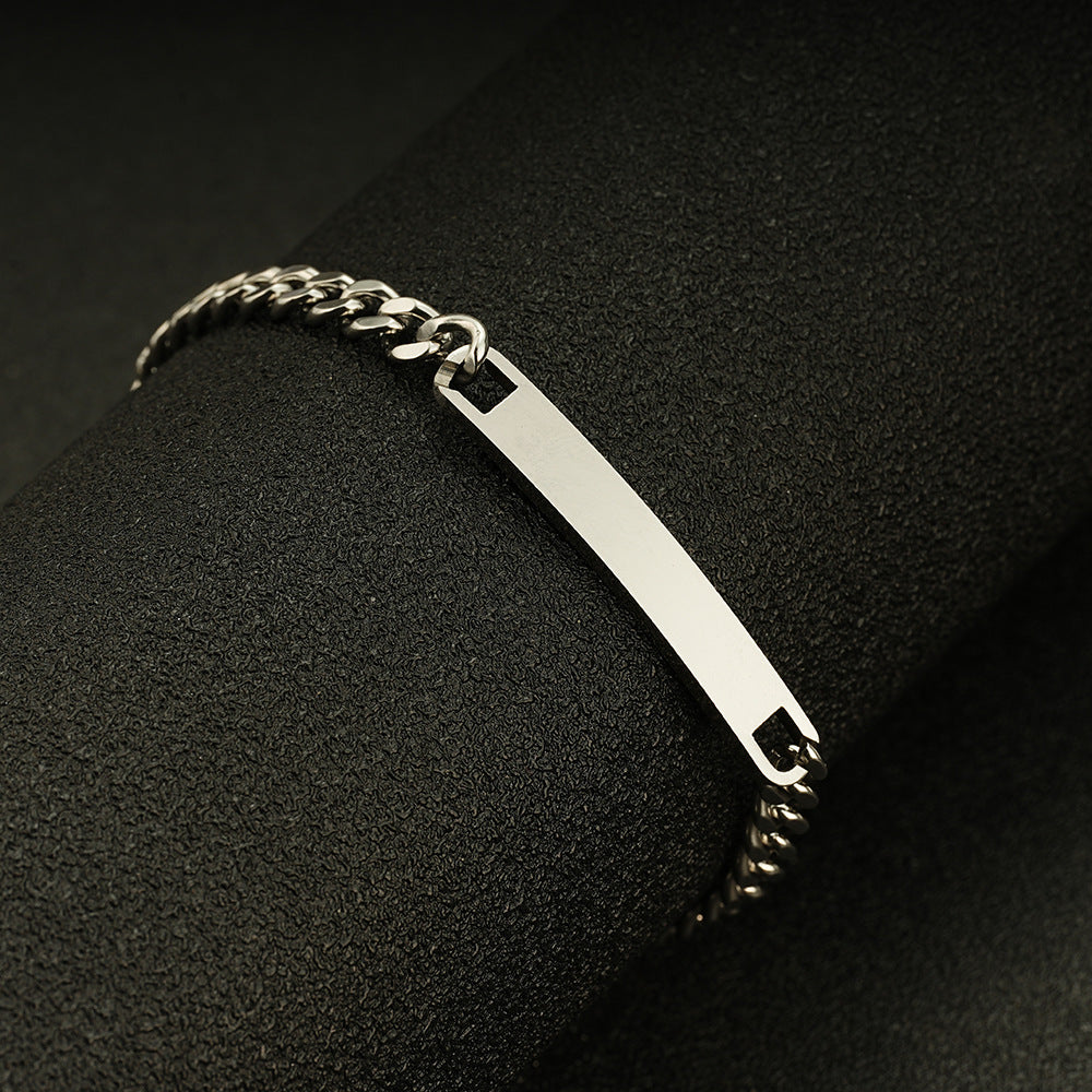 Cross-Border Amazon Hot Selling European and American Fashion Couple DIY Stainless Steel Glossy Curved Bracelet Laser Name