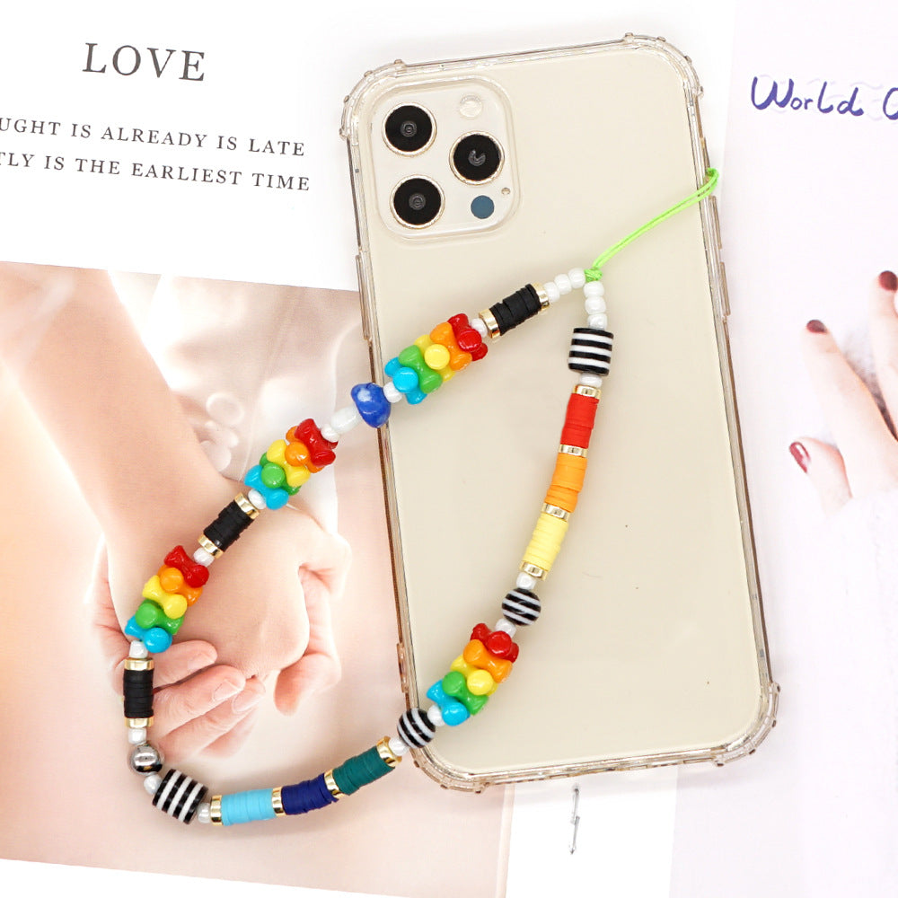 Factory direct supply handmade beaded mobile phone lanyard bluetooth speaker lanyard flashlight fan selfie stick U disk sling