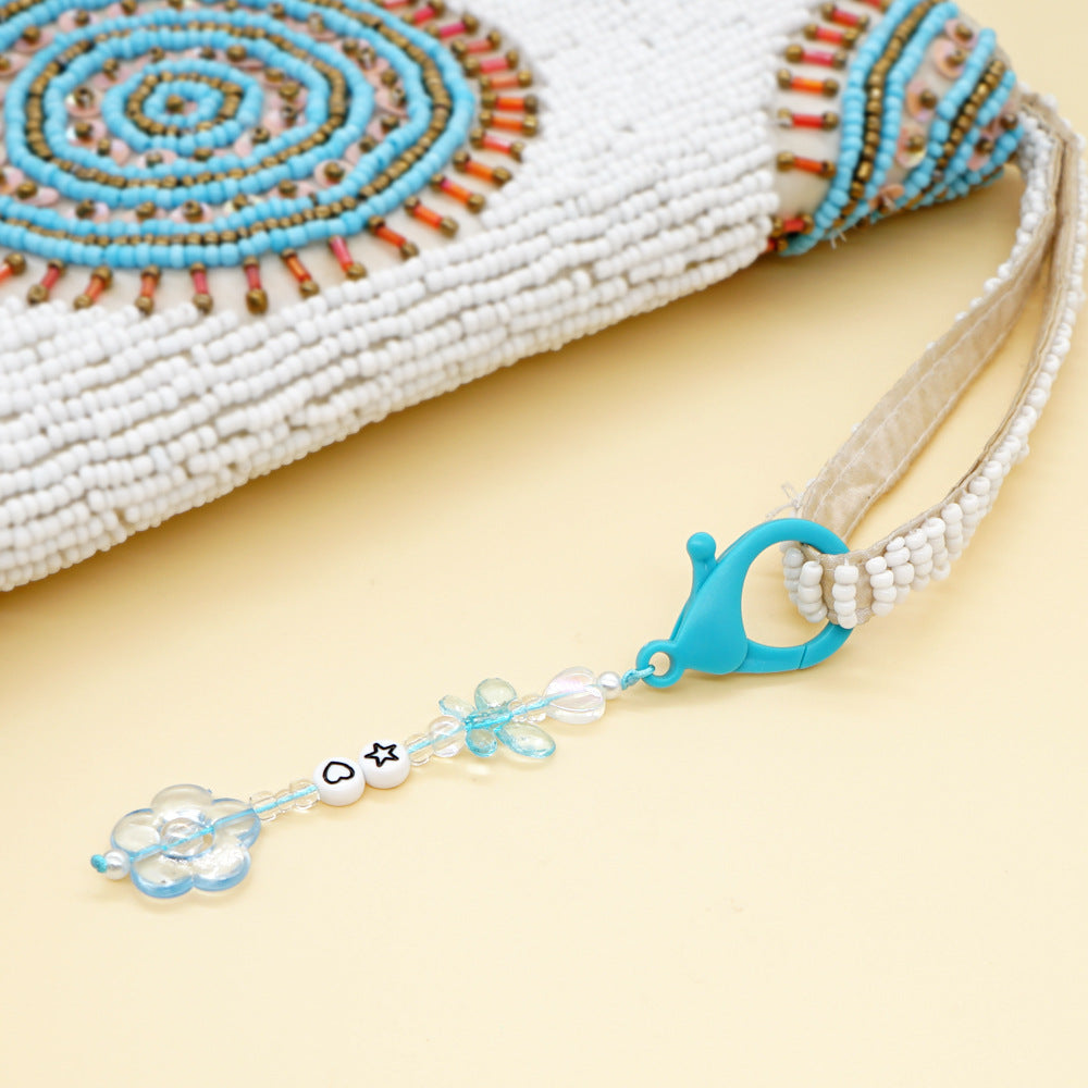 Factory direct supply handmade beaded mobile phone lanyard bluetooth speaker lanyard flashlight fan selfie stick U disk sling
