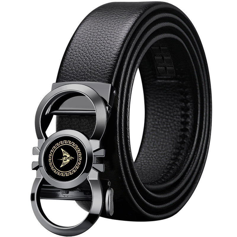 Emperor Paul Belt Men's Genuine Leather Automatic Buckle Alloy Men's Belt Versatile Belt High-End Genuine Wholesale