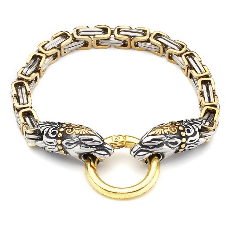 Viking faucet titanium steel bracelet men's stainless steel European and American style retro trendy Emperor Chain Bracelet Men's punk jewelry
