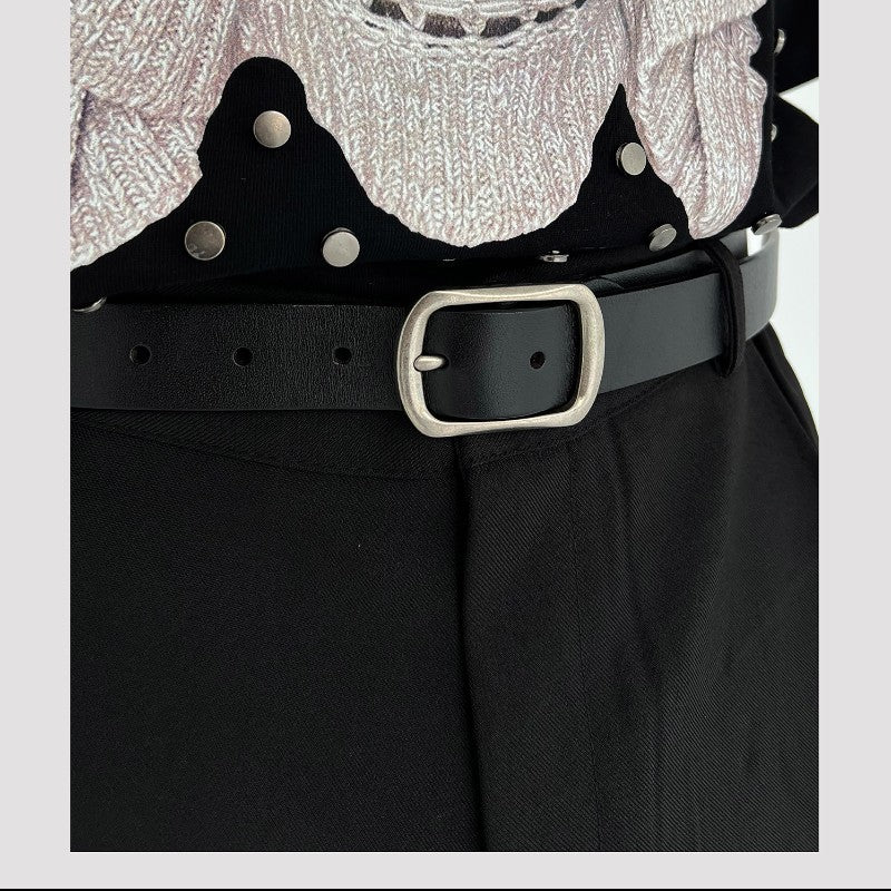 Customized Cowhide Leather Belt Cross-Border European and American Girdle Design with Pictures and Samples, Engraved Buckle Logo Decorative Leather Belt
