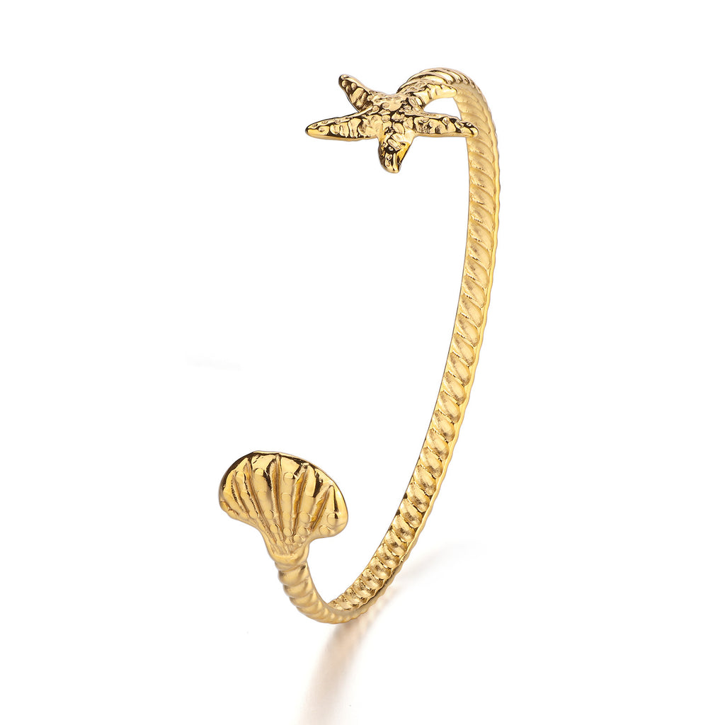 Justop European and American Marine Series Bracelets, Fashionable Hand Jewelry, Real Gold Electroplated Stainless Steel Bracelets, Shell Starfish Bracelets