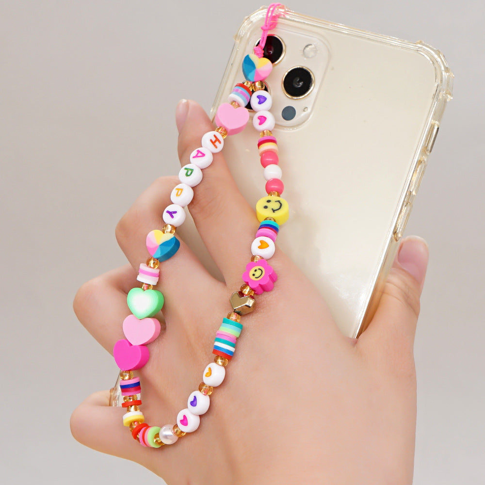 Factory direct supply handmade beaded mobile phone lanyard bluetooth speaker lanyard flashlight fan selfie stick U disk sling