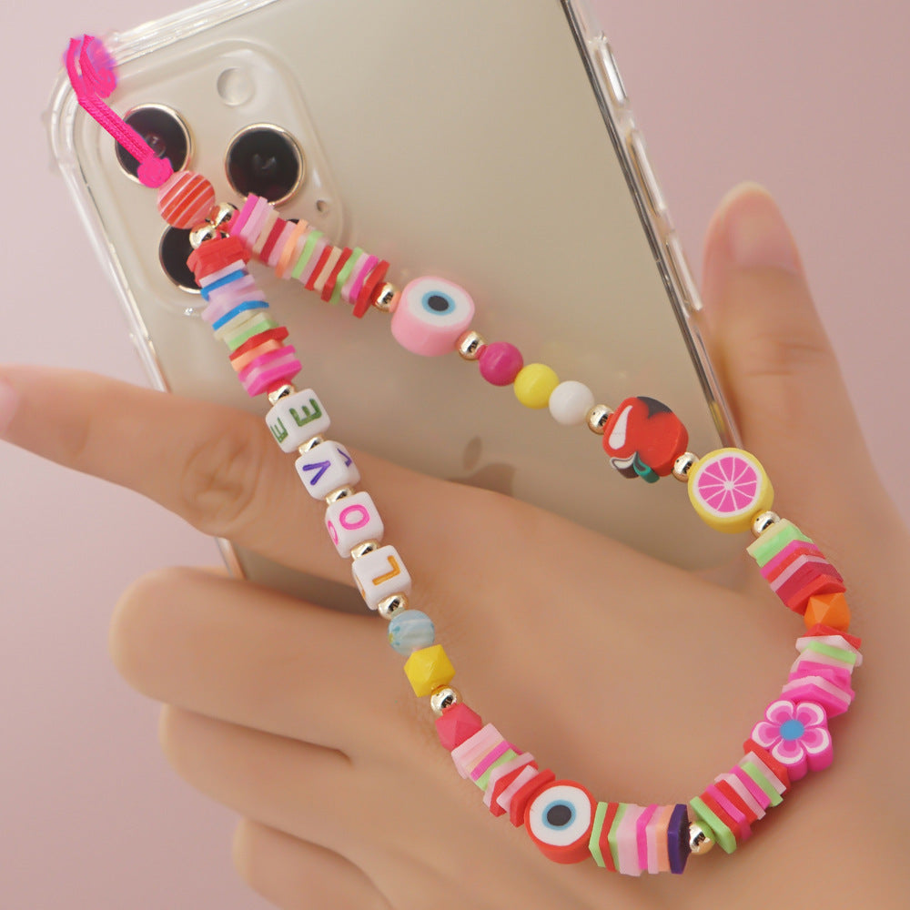 Factory direct supply handmade beaded mobile phone lanyard bluetooth speaker lanyard flashlight fan selfie stick U disk sling