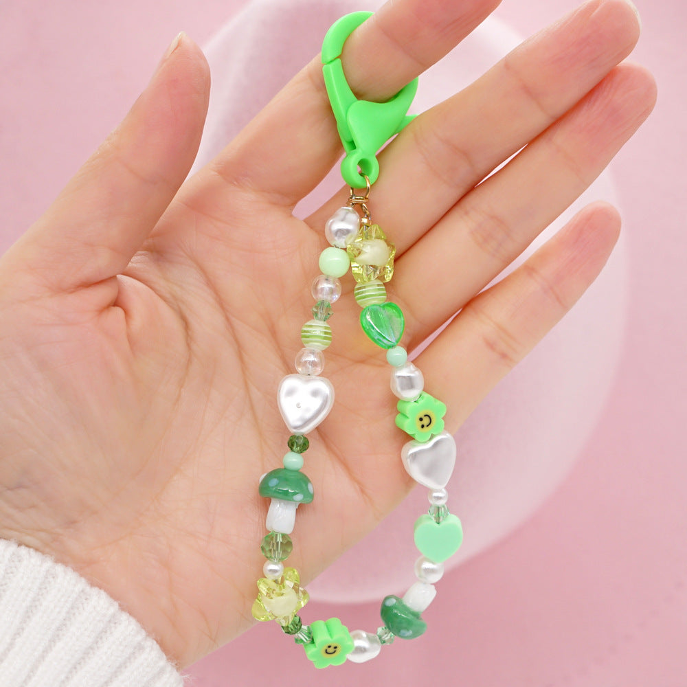 Factory direct supply handmade beaded mobile phone lanyard bluetooth speaker lanyard flashlight fan selfie stick U disk sling
