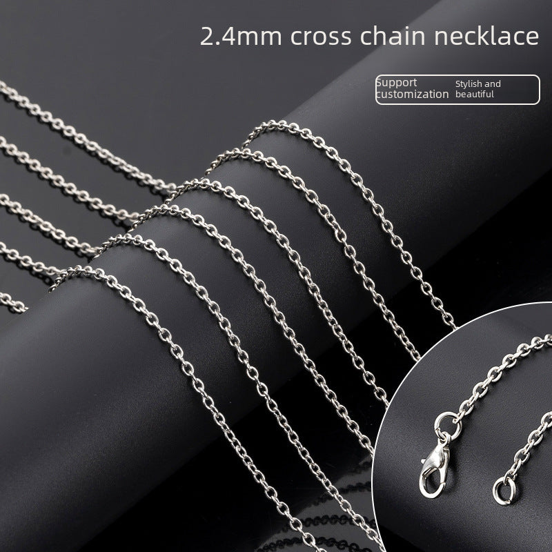 2.4mm Cross Chain Metal Chain Iron Necklace Clavicle Chain Fashionable Simple Versatile Handmade DIY Jewelry Accessories