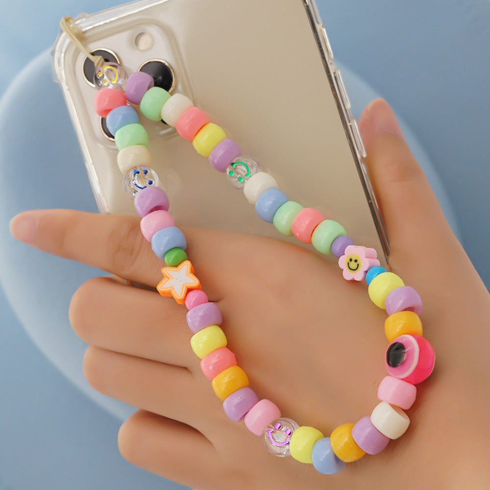 Factory direct supply handmade beaded mobile phone lanyard bluetooth speaker lanyard flashlight fan selfie stick U disk sling