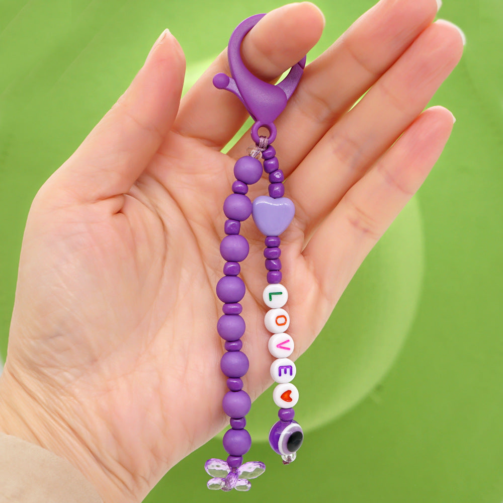 Factory direct supply handmade beaded mobile phone lanyard bluetooth speaker lanyard flashlight fan selfie stick U disk sling