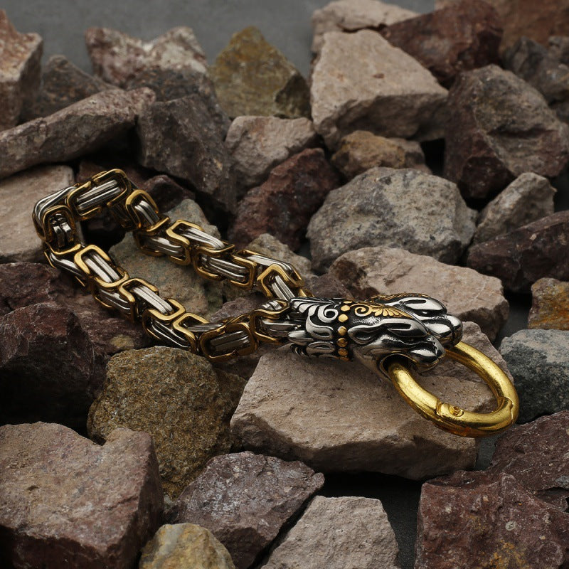 Viking faucet titanium steel bracelet men's stainless steel European and American style retro trendy Emperor Chain Bracelet Men's punk jewelry